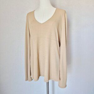 Vintage Salvatore Ferragamo Made in Italy Tunic Top Long Sleeve Knit Beige